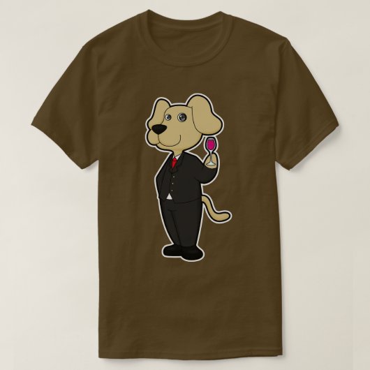 赤ワインのグラスと新郎としての犬 Tシャツ (デザイン正面)
