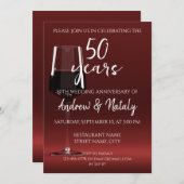 赤ワインのグラスを赤い記念日に 招待状 (正面/裏面)