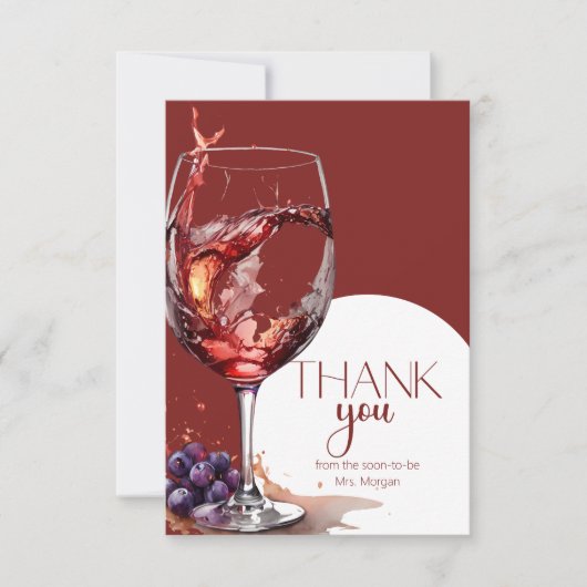 赤ワインのグラスブライダルシャワーありがとう カード (正面)