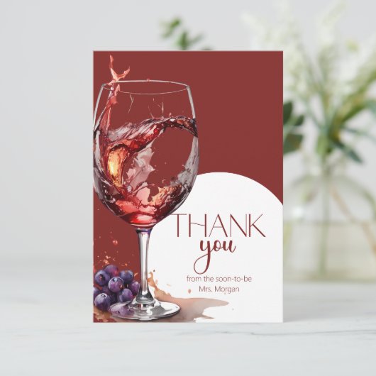 赤ワインのグラスブライダルシャワーありがとう カード (スタンド正面)