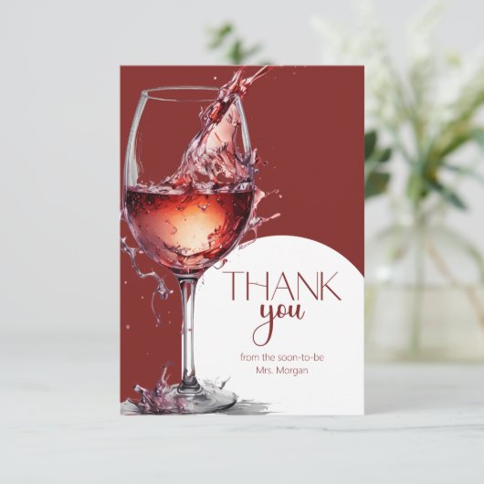 赤ワインのグラスブライダルシャワーありがとう カード (スタンド正面)