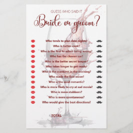 赤ワインのグラスブライダルシャワーゲーム