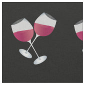 赤ワインのグラス模様（黒） ファブリック (クローズアップ)