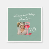 赤ワインのグラス 水彩画 バースデーパーティーの写真 スタンダードカクテルナプキン (正面)