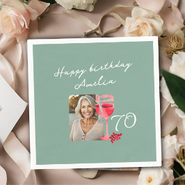 赤ワインのグラス 水彩画 バースデーパーティーの写真 スタンダードカクテルナプキン