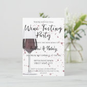 赤ワインのグラス 水彩画 招待状 (スタンド正面)