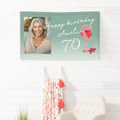 赤ワインのグラス 水彩画 誕生日パーティーの写真 横断幕 (インサイチュ)