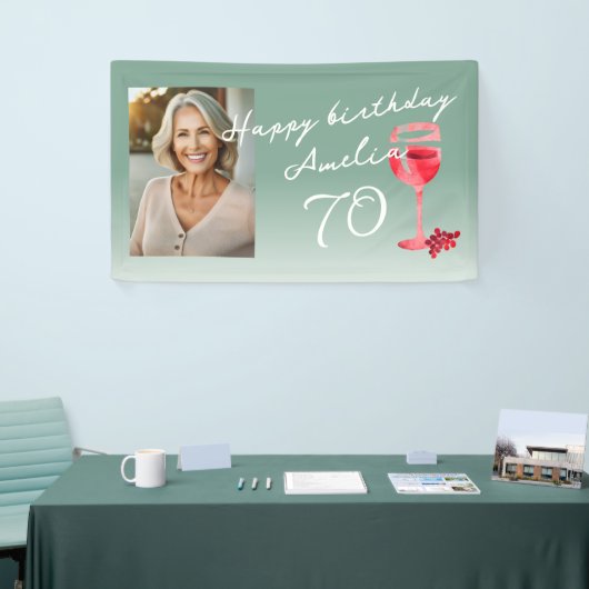 赤ワインのグラス 水彩画 誕生日パーティーの写真 横断幕 (トレードショー)