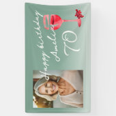 赤ワインのグラス 水彩画 誕生日パーティーの写真 横断幕 (縦)