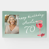 赤ワインのグラス 水彩画 誕生日パーティーの写真 横断幕 (横)