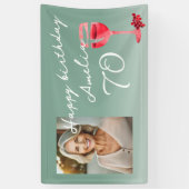 赤ワインのグラス 水彩画 誕生日パーティーの写真 横断幕 (縦)