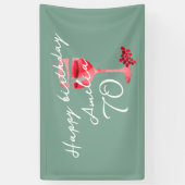 赤ワインのグラス 水彩 70歳の誕生日パーティー 横断幕 (縦)