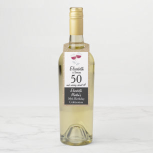 赤ワインのグラス 第50回バースデーパーティー ボトルネックタグ