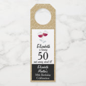 赤ワインのグラス |第50回バースデーパーティー ボトルネックタグ (正面)