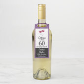 赤ワインのグラス | 60th誕生日パーティー ボトルネックタグ (ボトル)