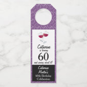 赤ワインのグラス | 60th誕生日パーティー ボトルネックタグ (正面)