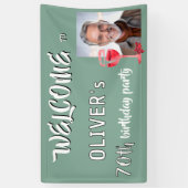 赤ワインのグラス 70歳の誕生日パーティーの写真 横断幕 (縦)