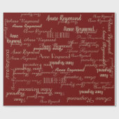 赤ワインのパーソナライズされた手書き名柄 ラッピングペーパー (フラット)