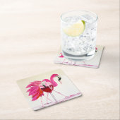 赤ワインのフラミンゴス スクエアペーパーコースター (インサイチュ)