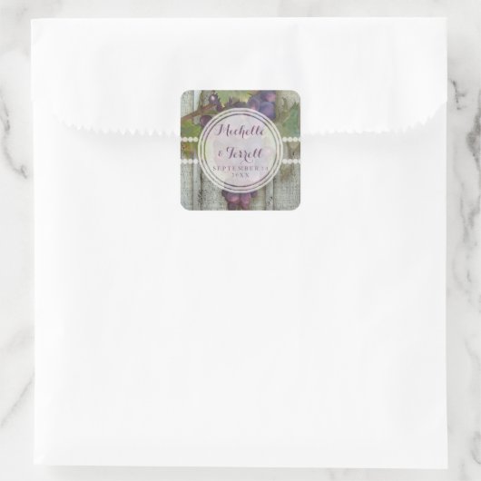 赤ワインのブドウのブドウの木の結婚畑 スクエアシール (バッグ)