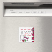 赤ワインのブドウ園の結婚式の日付磁石を保存 マグネット (インサイチュ (食洗機))