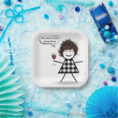 赤ワインのユーモアのあるスティックガールパーティー ペーパープレート (パーティー)