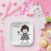 赤ワインのユーモアのあるスティックガールパーティー ペーパープレート (パーティー)