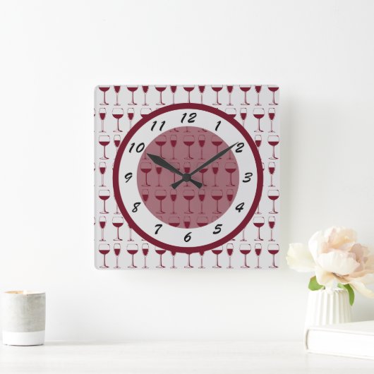 赤ワインの時間 スクエア壁時計 (ホーム)