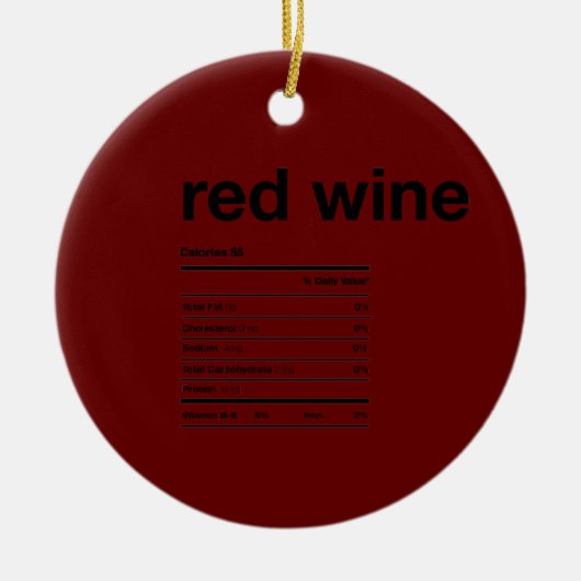 赤ワインの栄養情報の事実 セラミックオーナメント (正面)