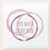 赤ワインの汚れリングが飲み物用コースターに印刷 ガラスコースター (正面)