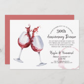 赤ワインの特別な夜 誕生日記念の食事 招待状 (正面/裏面)