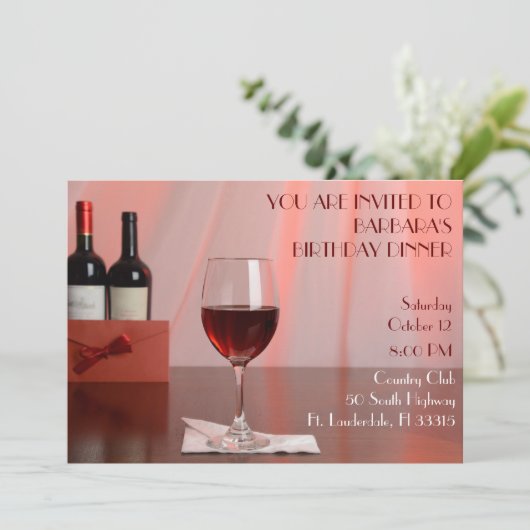 赤ワインの誕生日パーティーの招待 招待状 (スタンド正面)