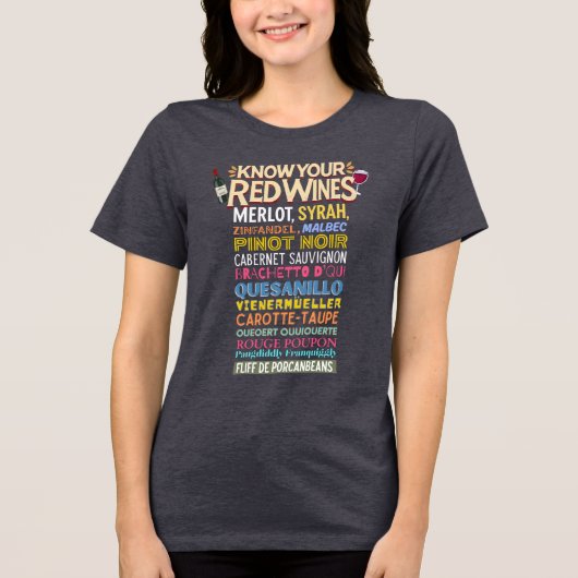 赤ワインの豆知識(ちょっとだけ) トライブレンドTシャツ (正面)