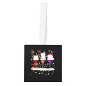 赤ワインの3つのガラスナースクリスマス醜いクリスマス キューブオーナメント (正面)