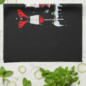 赤ワインの3つのグラスおもしろいドリンカークリスマスリー キッチンタオル (折り畳み)