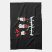 赤ワインの3つのグラスおもしろいドリンカークリスマスリー キッチンタオル (縦)