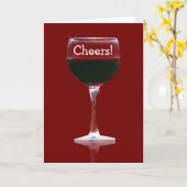 赤ワインはハッピーバースデーカードを元気づけます カード (黄色い花)