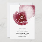 赤ワインをこぼす水の色を保存する日付カード セーブザデート (正面)