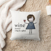 赤ワインを付けたスティックフィギュアの女の子 クッション (ブランケット)
