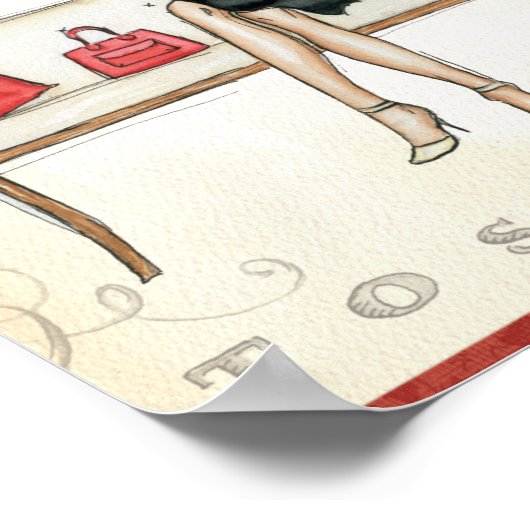 赤ワインを飲む女性 ポスター (角)