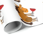 赤ワインを飲んでいるおもしろいな栗毛の馬 ラッピングペーパー (ロールコーナー)