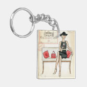 赤ワインを飲んでいる女性 キーホルダー (正面左)