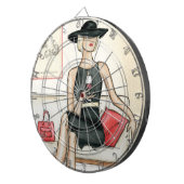 赤ワインを飲んでいる女性 ダーツボード (正面右)