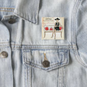 赤ワインを飲んでいる女性 缶バッジ (インサイチュ)