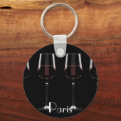 赤ワインを黒に塗ったワイングラス キーホルダー (正面)