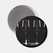 赤ワインを黒に塗ったワイングラス マグネット (正面/裏面)