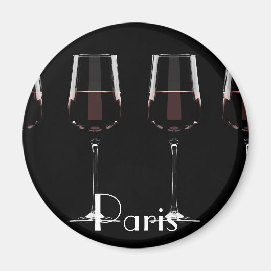 赤ワインを黒に塗ったワイングラス マグネット (正面)