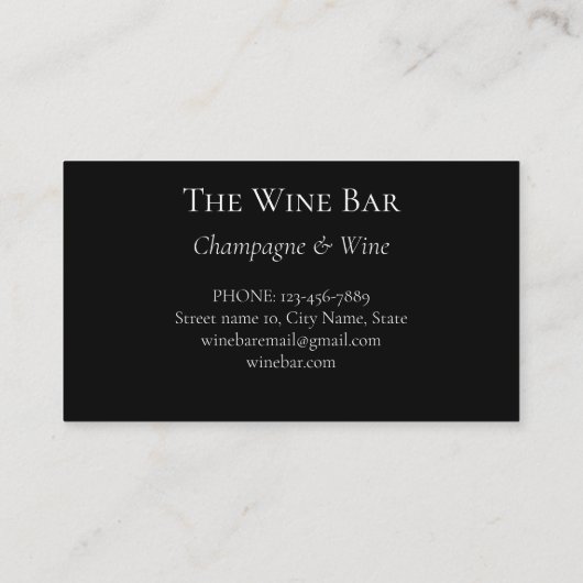 赤ワインを黒に塗ったワイングラス 名刺 (裏面)