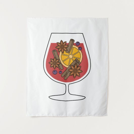 赤ワインクリスマススケッチ タペストリー (正面)