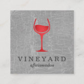 赤ワイングラスで灰色のテクスチャ スクエア名刺 (正面)